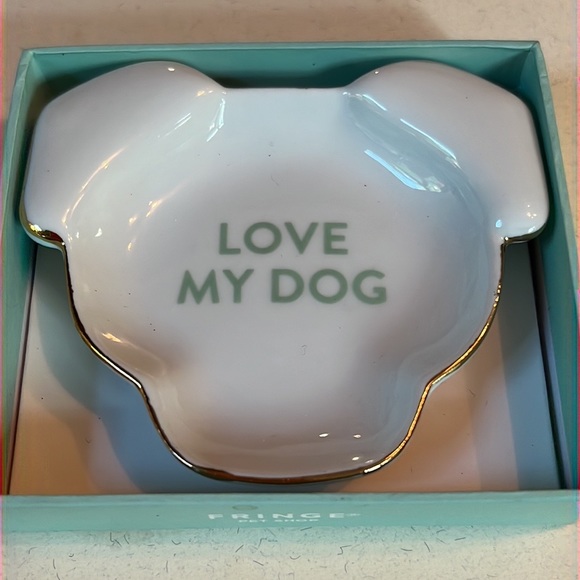 artful metallic gold heart with “Love” inside…porcelain tray in gift box-NIB - Picture 12 of 12